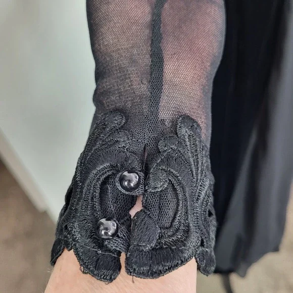 Vintage 90s Jessica McClintock Black Velvet Rhinestone Formal Gown Size 12 USA - Picture 16 of 16